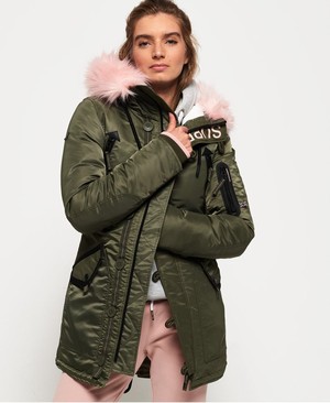 Superdry SDL-2 Parka Női Kabát Khaki/Rózsaszín | DWAHN4086